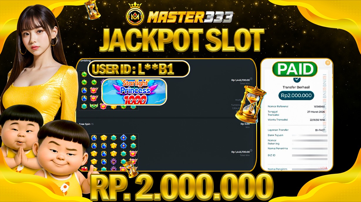 JACKPOT Rp 2.000.000 JUTA DI MASTER333 LANGSUNG DIBAYAR LUNAS
